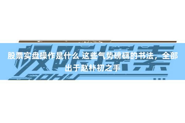 股票实盘操作是什么 这些气势磅礴的书法，全部出于赵朴初之手