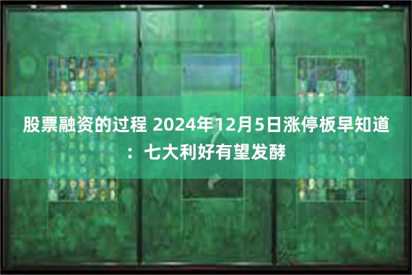 股票融资的过程 2024年12月5日涨停板早知道：七大利好有望发酵